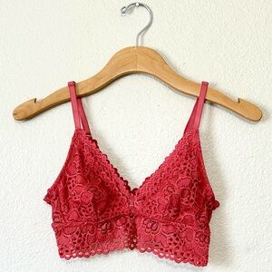 Aerie Floral Lace Bralette - Size Small, Red-Orange - Like New